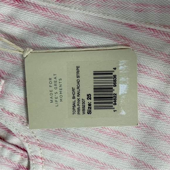 Faherty NWT TOPSAIL pink railroad stripe shorts size 25 - Picture 6 of 8